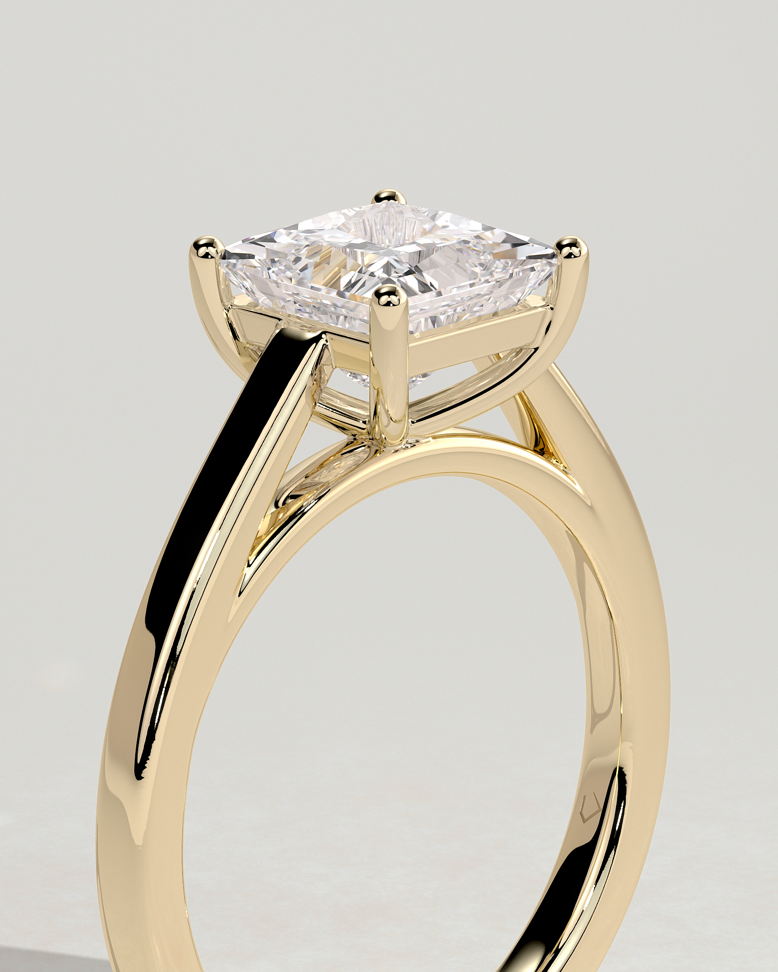 Lilith - 4 Claw Princess Solitaire - 18k Yellow Gold