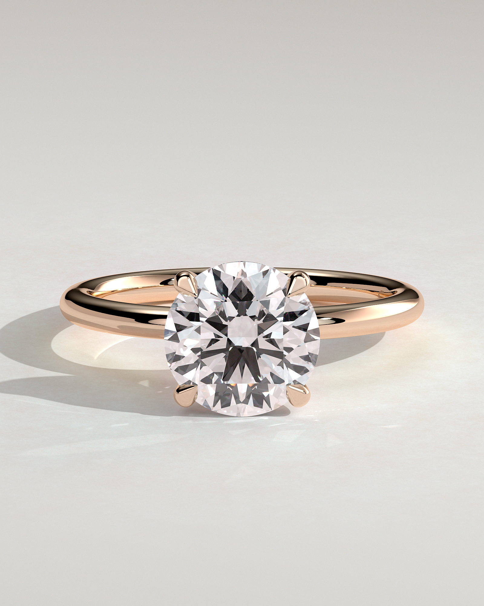 Lilly  4 Claw Round Solitaire - 18k Rose Gold