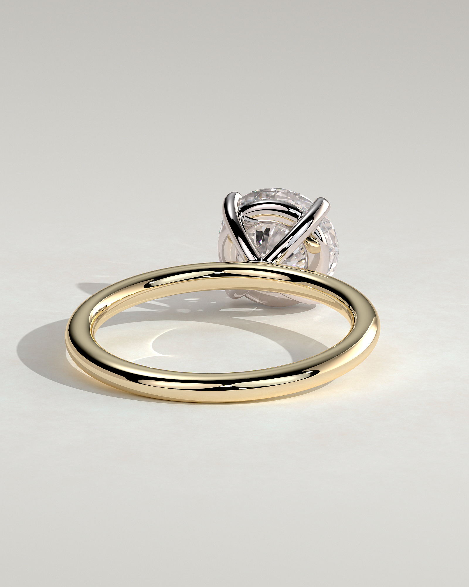 Lilly  4 Claw Round Solitaire - 18k Yellow Gold / 18k White Gold