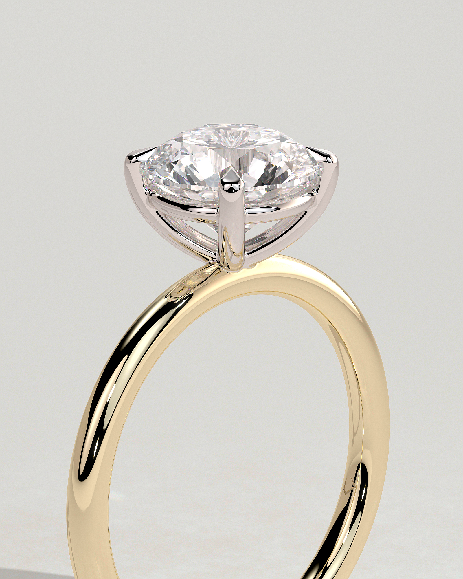 Lilly  4 Claw Round Solitaire - 18k Yellow Gold / 18k White Gold