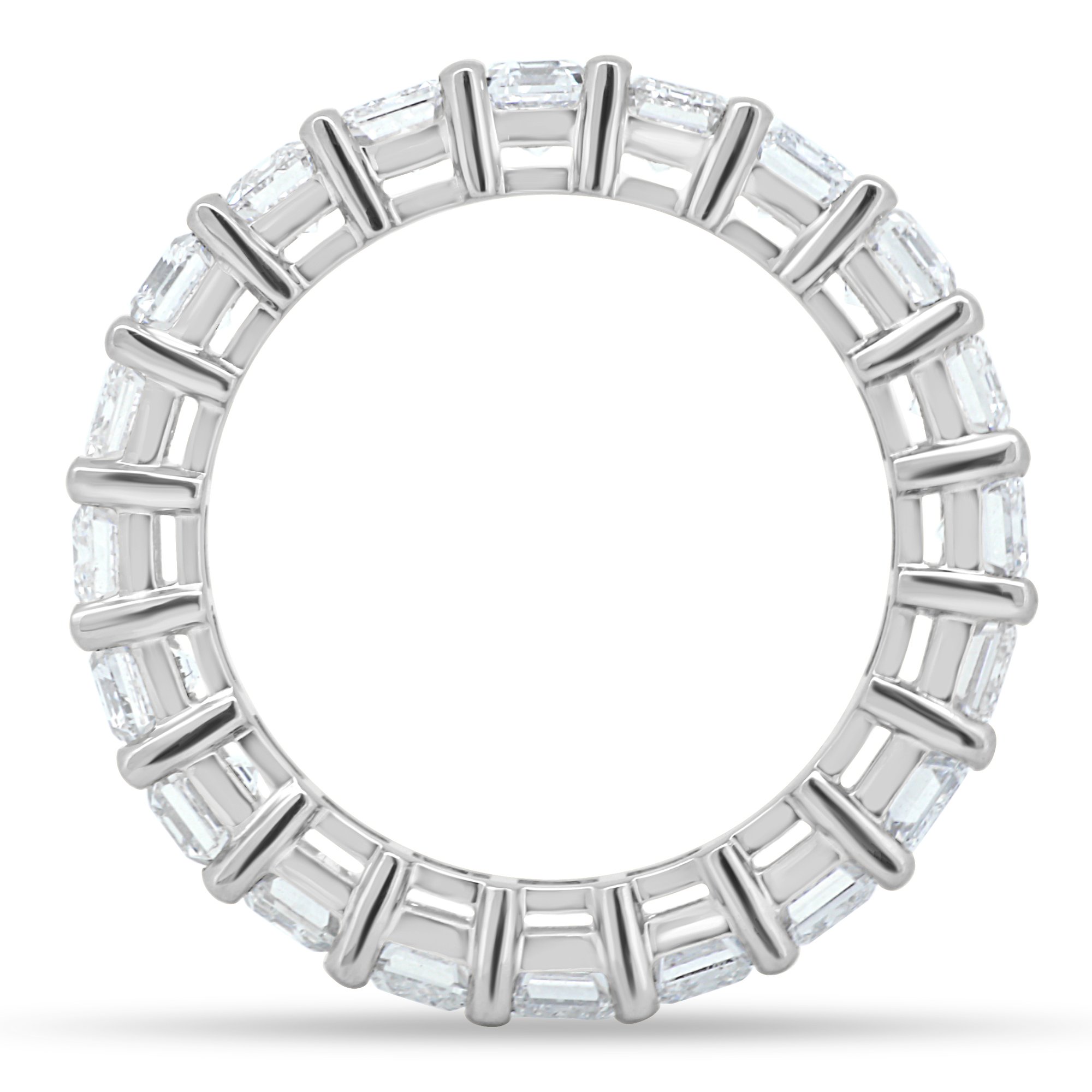 London - Emerald Basket Set Eternity Ring - Full Eternity 18k White Gold