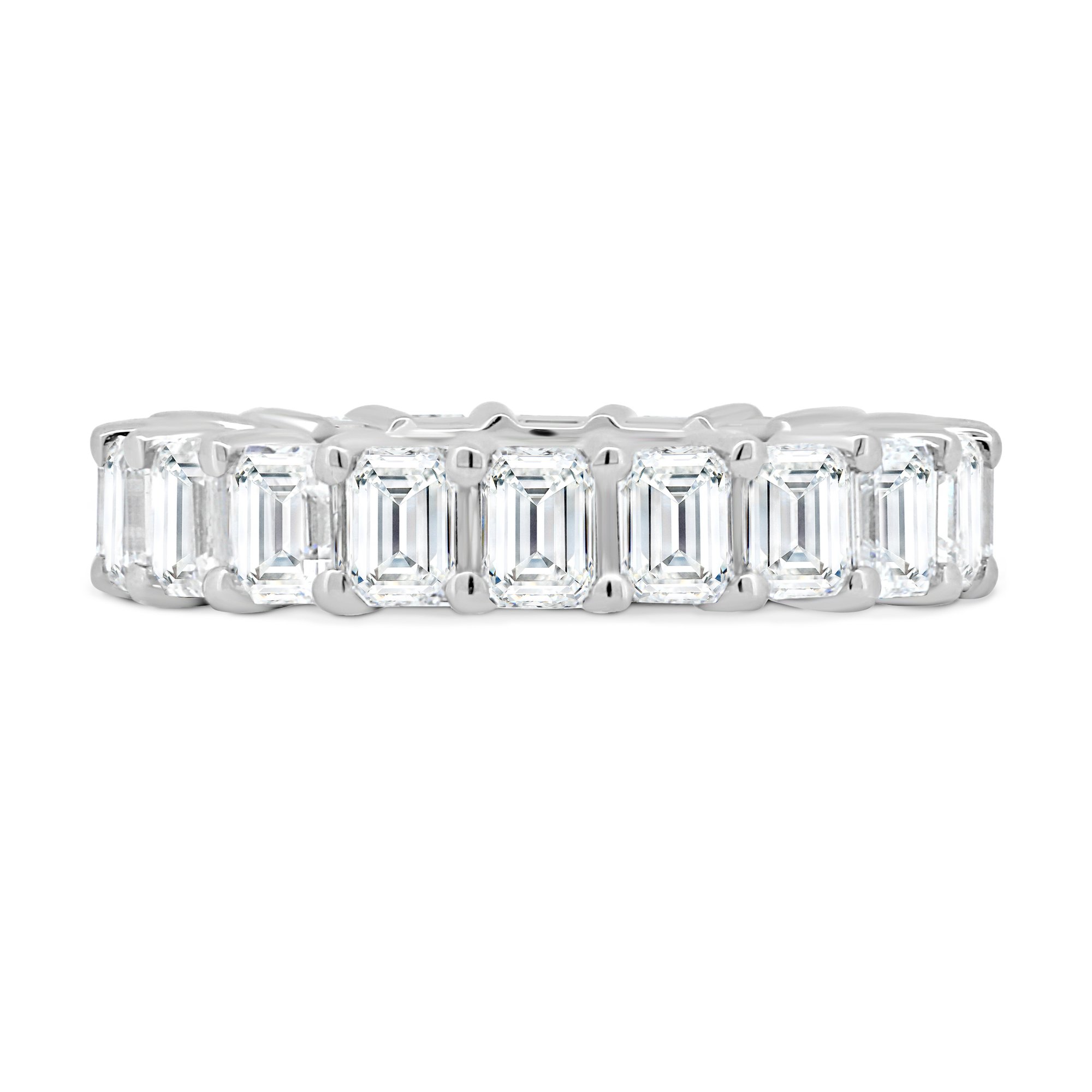 London - Emerald Basket Set Eternity Ring - Full Eternity 18k White Gold