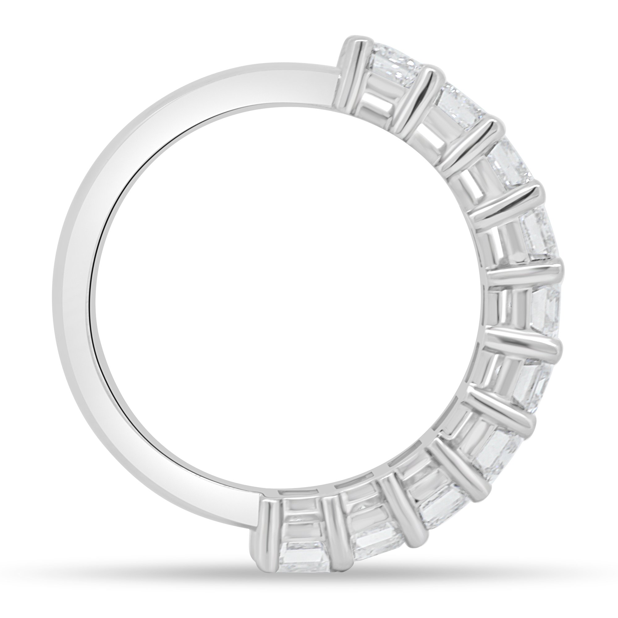 London - Emerald Basket Set Eternity Ring - Half Eternity 18k White Gold