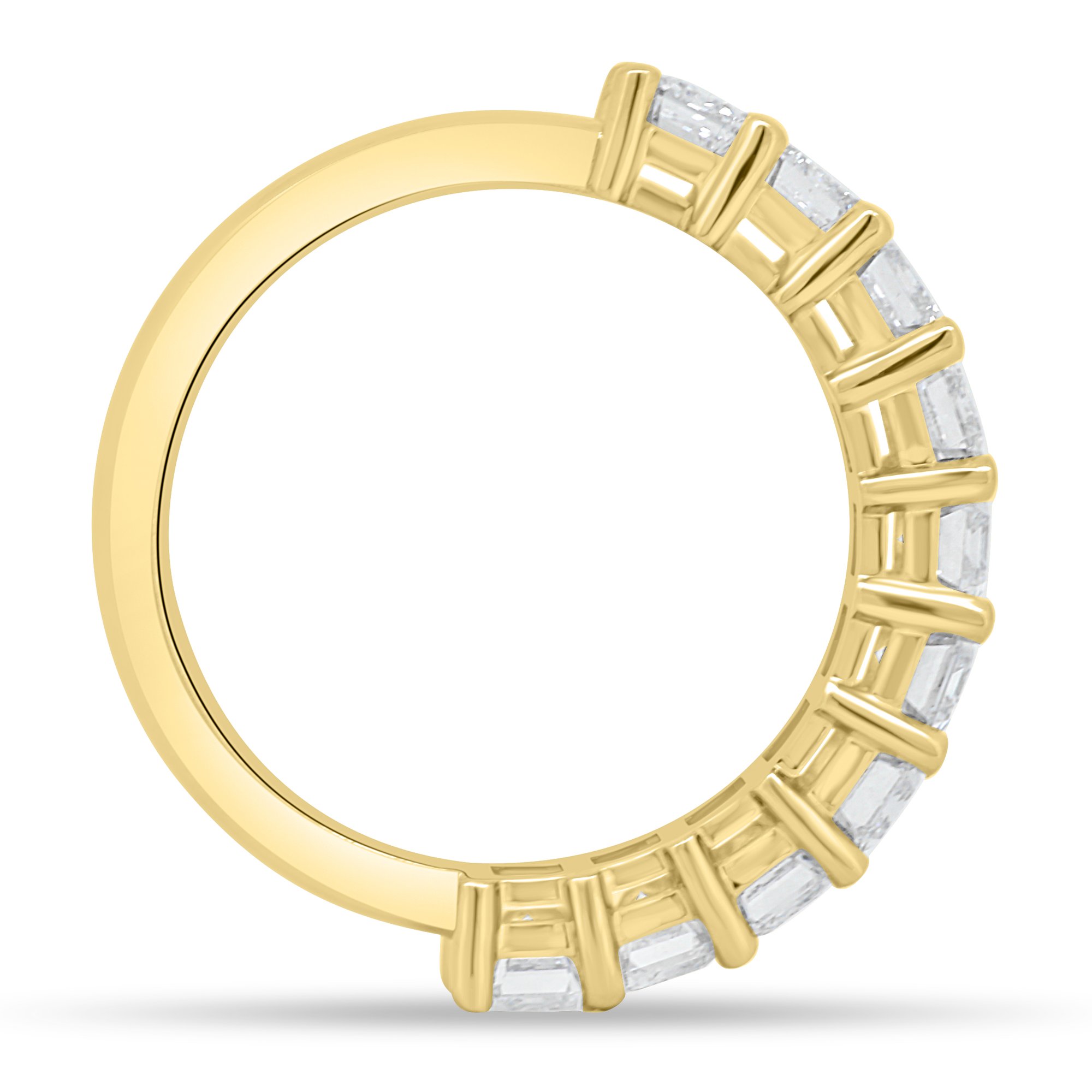 London - Emerald Basket Set Eternity Ring - Half Eternity 18k Yellow Gold