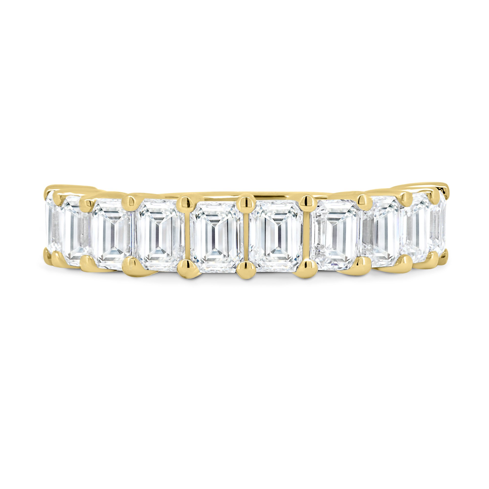 London - Emerald Basket Set Eternity Ring - Half Eternity 18k Yellow Gold