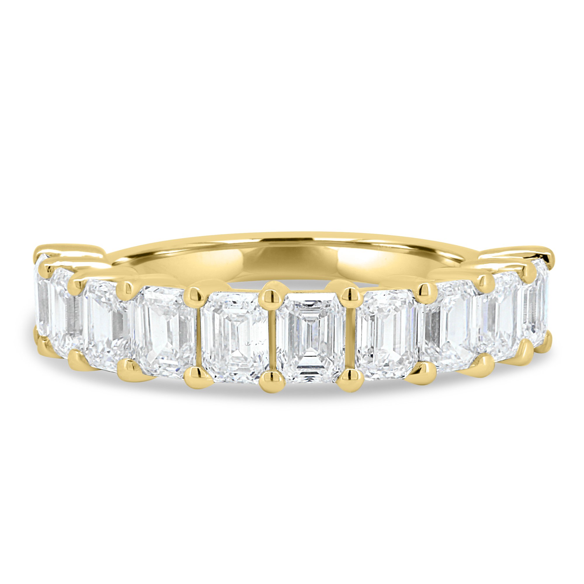 London - Emerald Basket Set Eternity Ring - Half Eternity 18k Yellow Gold