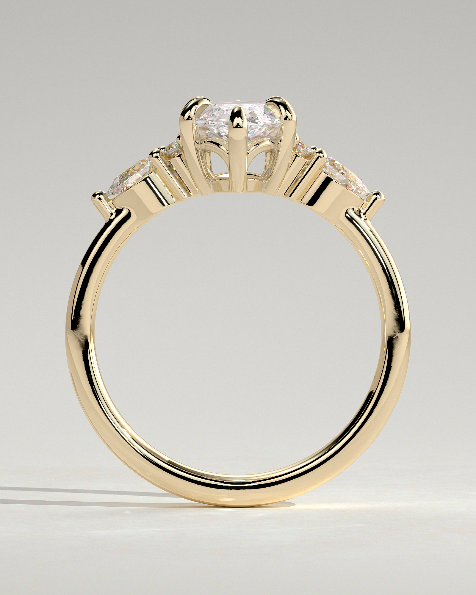 Loretta - Marquise Trilogy with Round and Pear Stones - 18k Yellow Gold