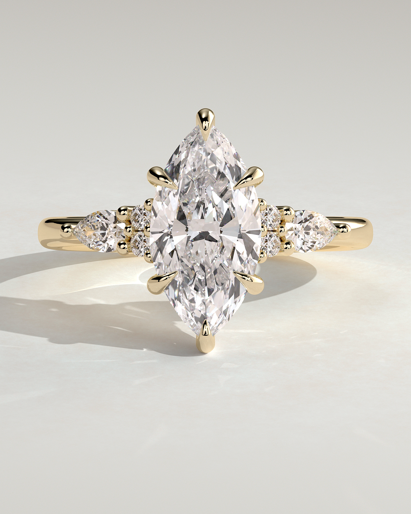 Loretta - Marquise Trilogy with Round and Pear Stones - 18k Yellow Gold