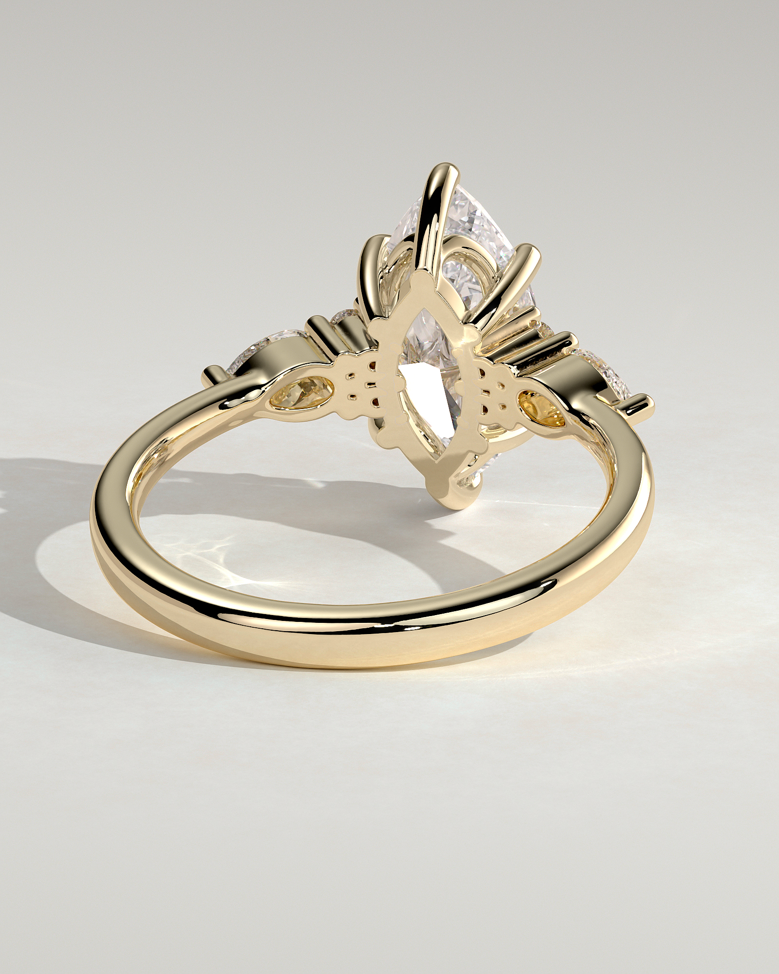 Loretta - Marquise Trilogy with Round and Pear Stones - 18k Yellow Gold