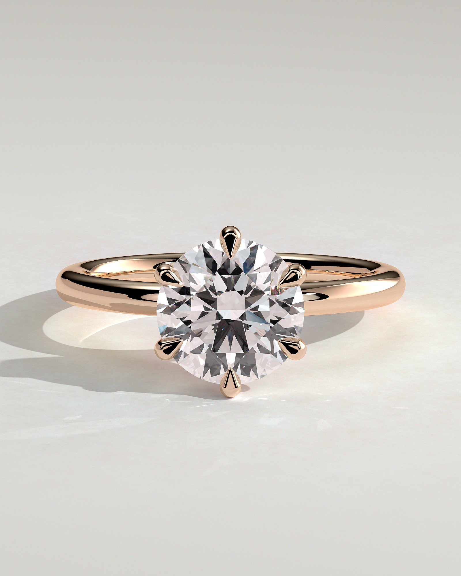 Louise  6 Claw Round Solitaire - 18k Rose Gold