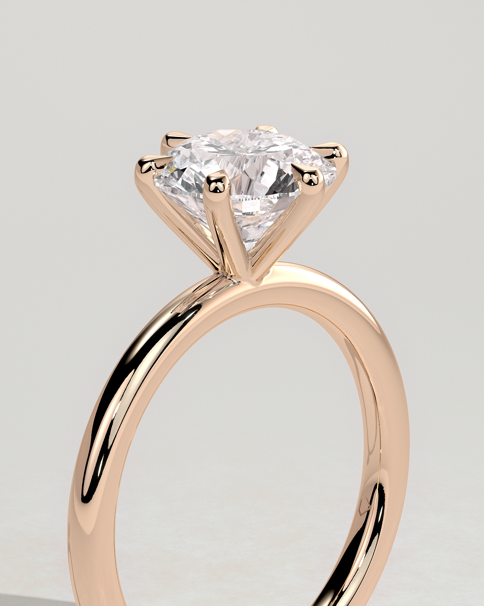 Louise  6 Claw Round Solitaire - 18k Rose Gold