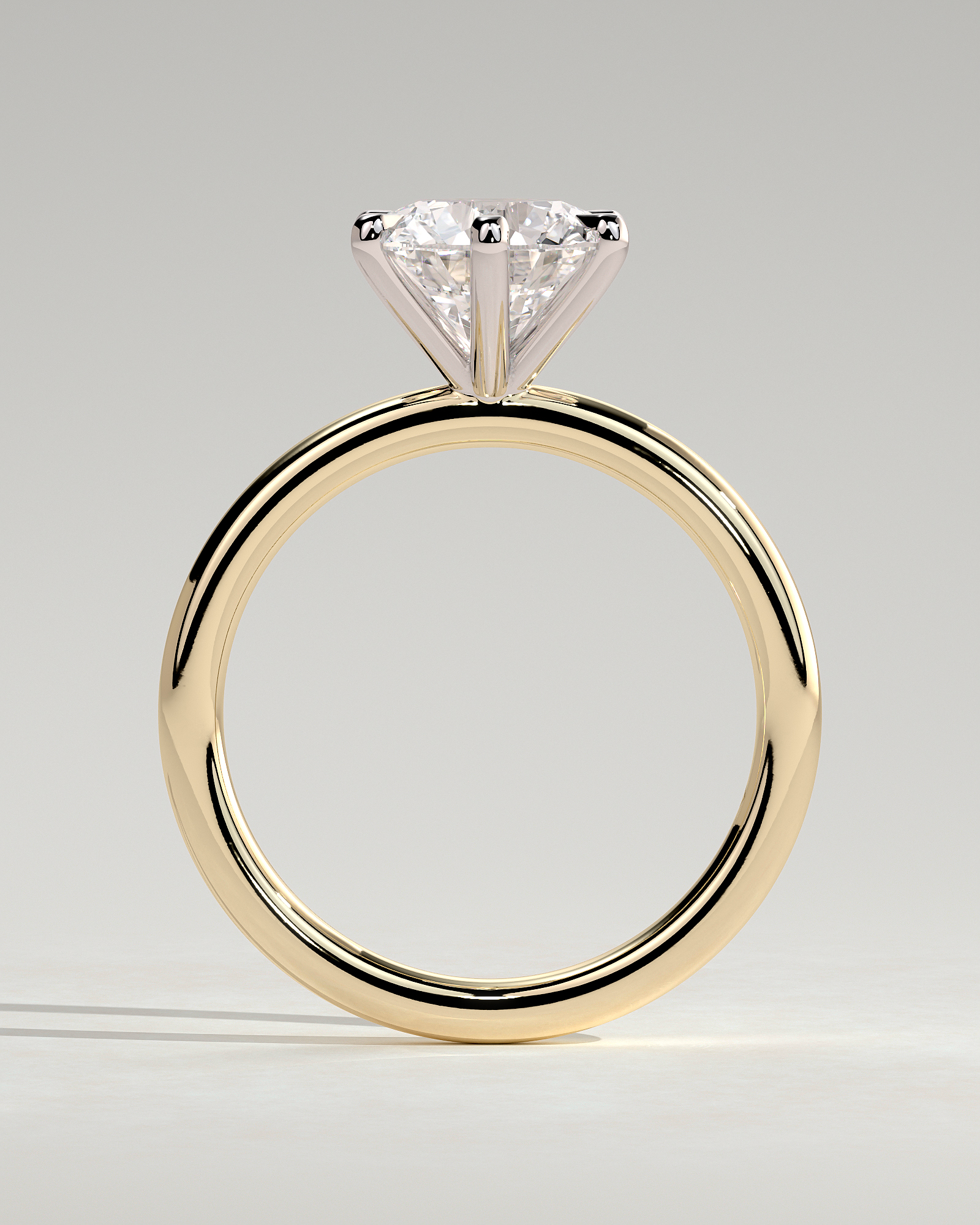 Louise - Round 6 Claw Solitaire Engagement Ring - 18k Yellow Gold / 18k White Gold