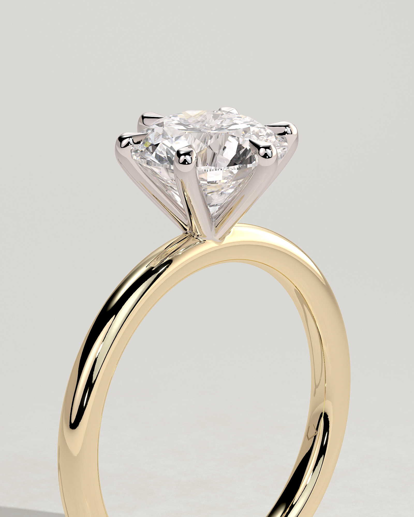 Louise  6 Claw Round Solitaire - 18k Yellow Gold / 18k White Gold