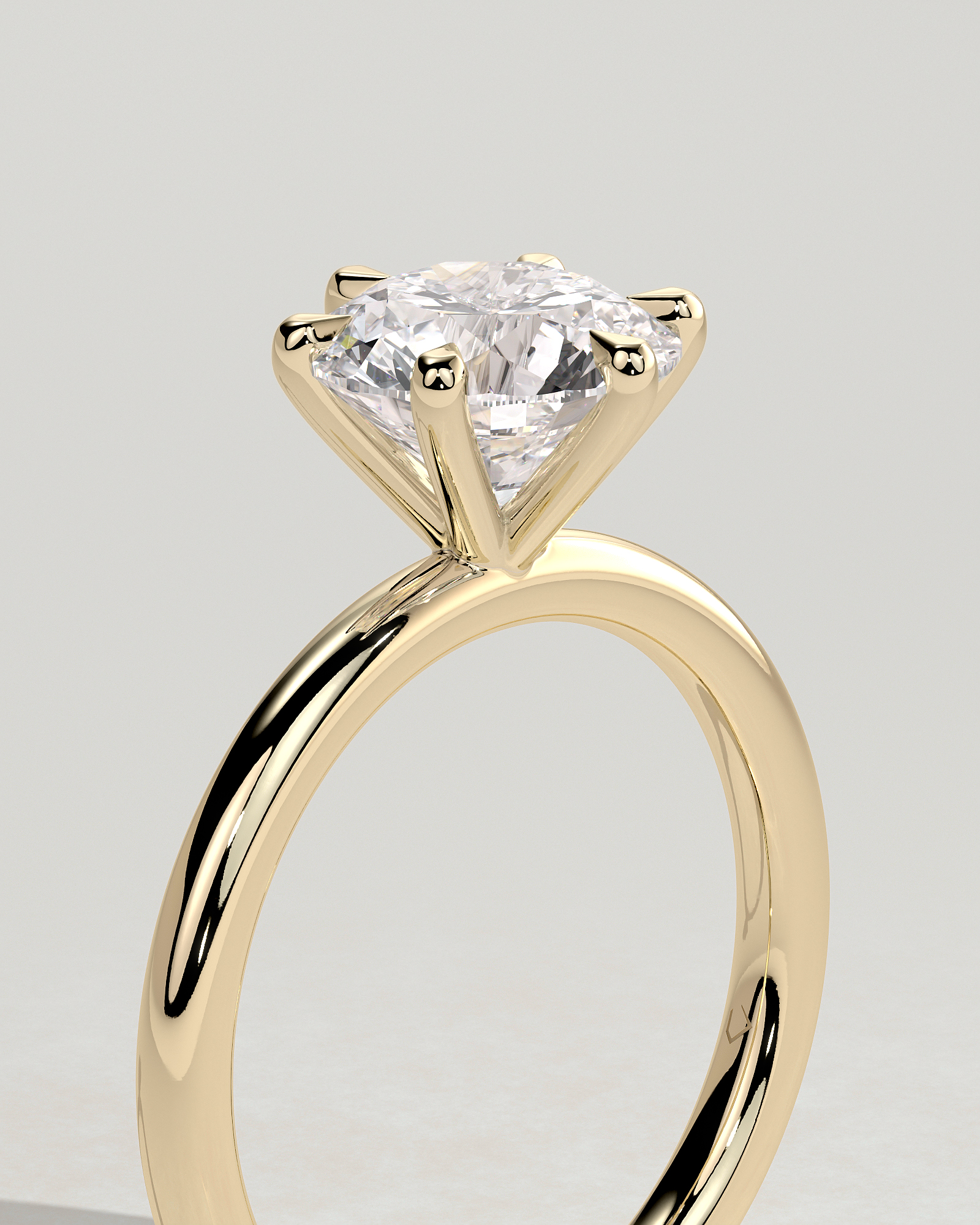 Louise - Round 6 Claw Solitaire Engagement Ring - 18k Yellow Gold