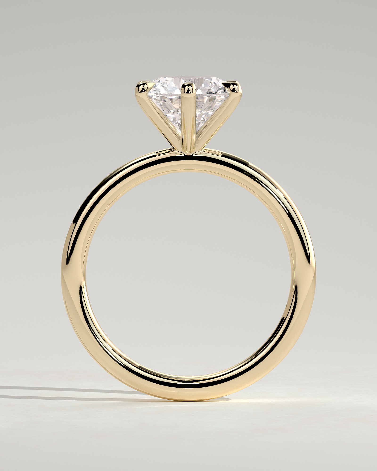 Louise - Round 6 Claw Solitaire Engagement Ring - 18k Yellow Gold