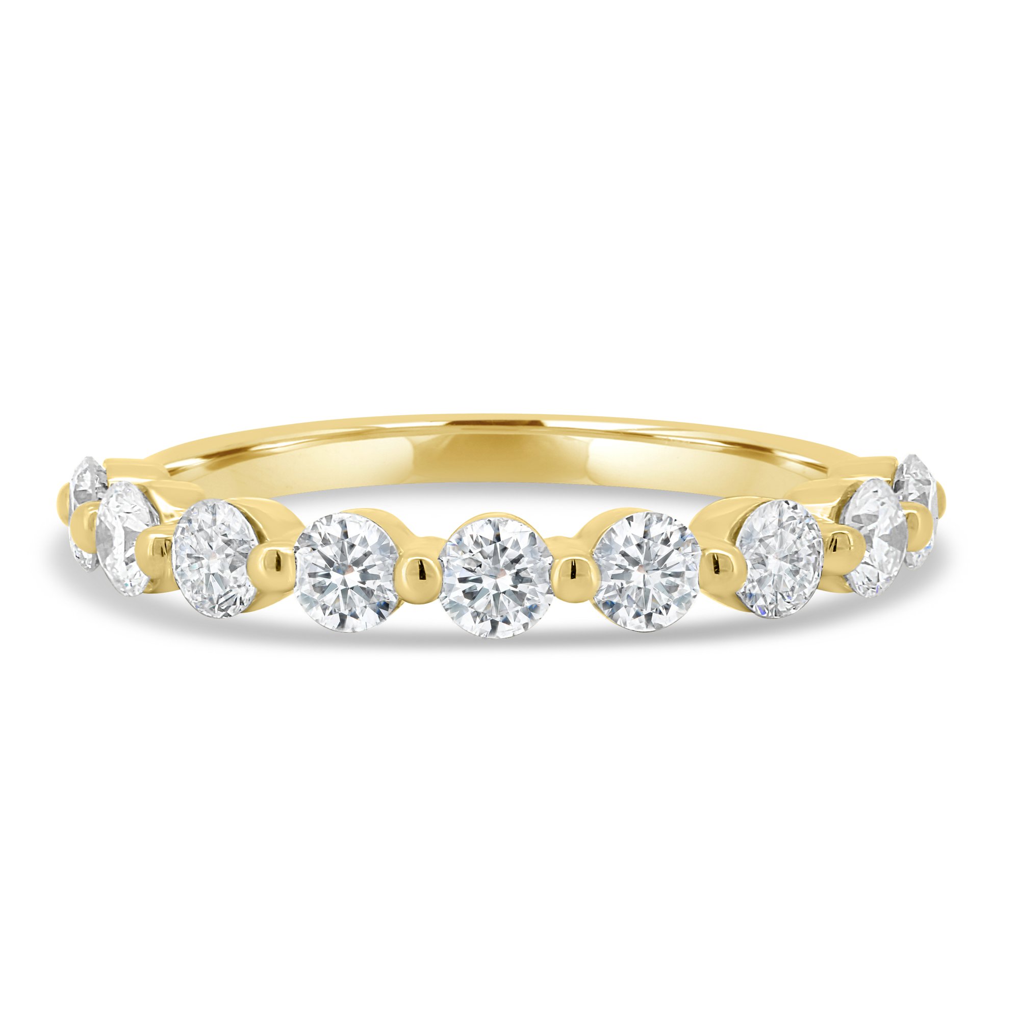 Lucy - Shared Prong Wedding Ring - 18k Yellow Gold