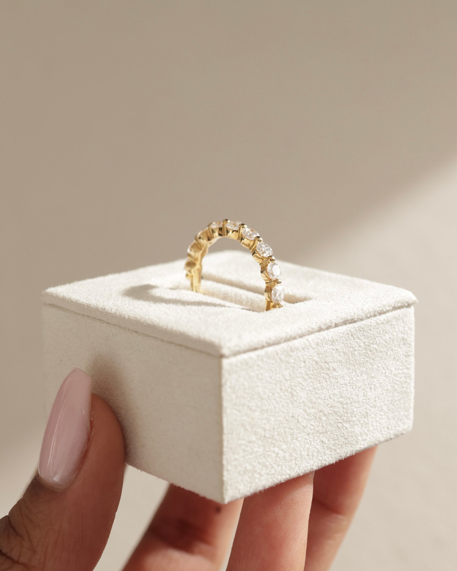 Lucy - Shared Prong Wedding Ring Lifestyle Image