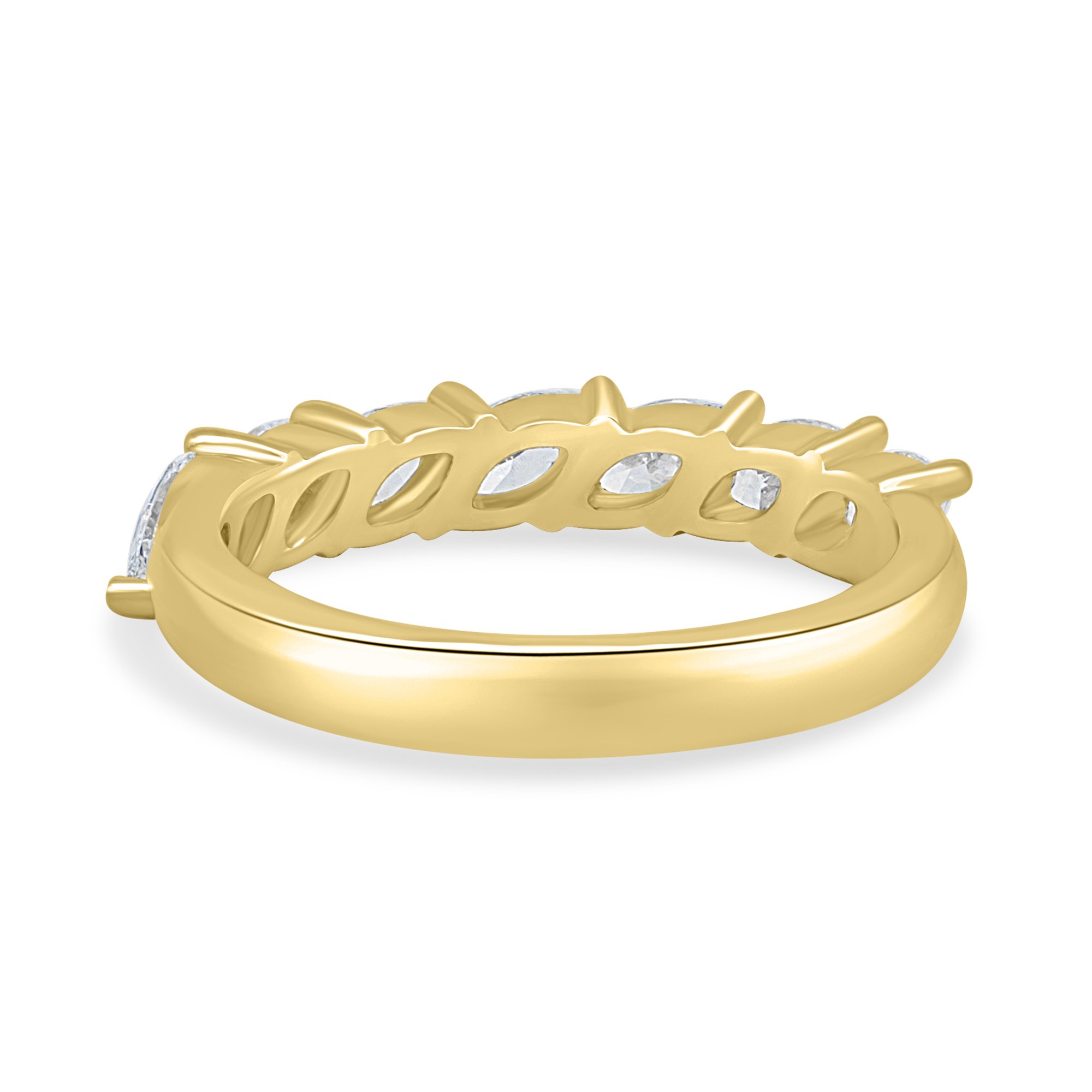 Lydia - 7 Stone Tilted Marquise Wedding Band - 18k Yellow Gold