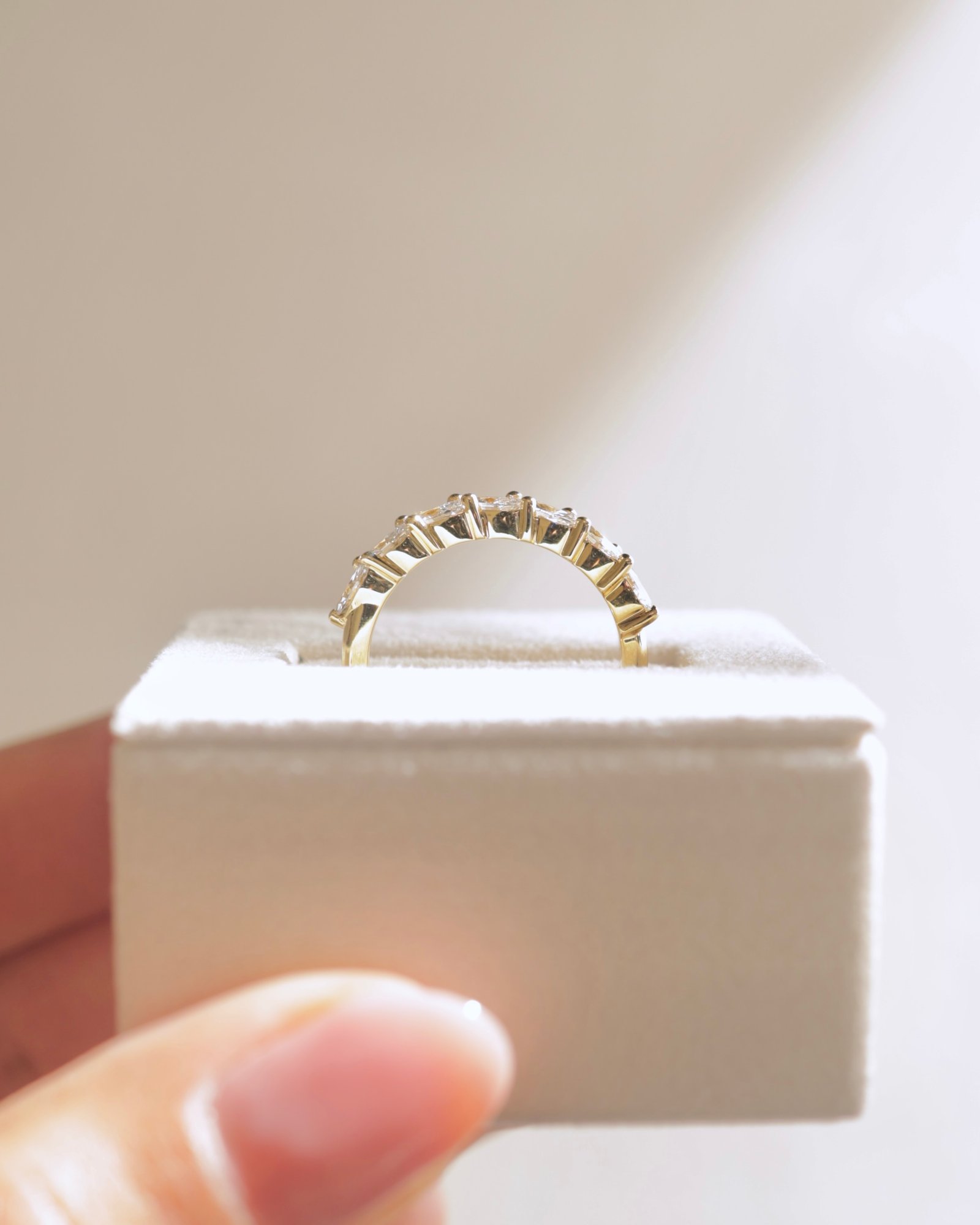 Lydia - 7 Stone Tilted Marquise Wedding Band Lifestyle Image