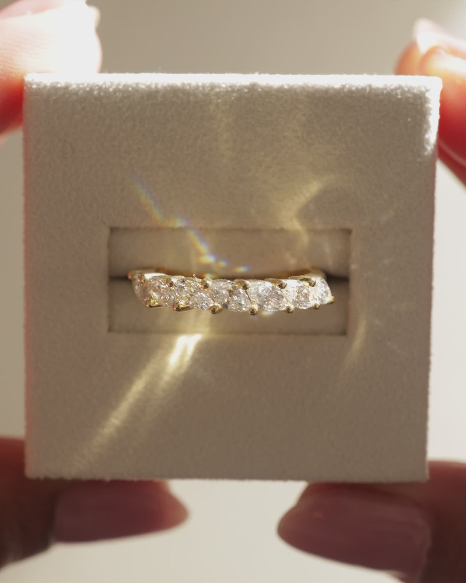 Lydia - 7 Stone Tilted Marquise Wedding Band Lifestyle Image