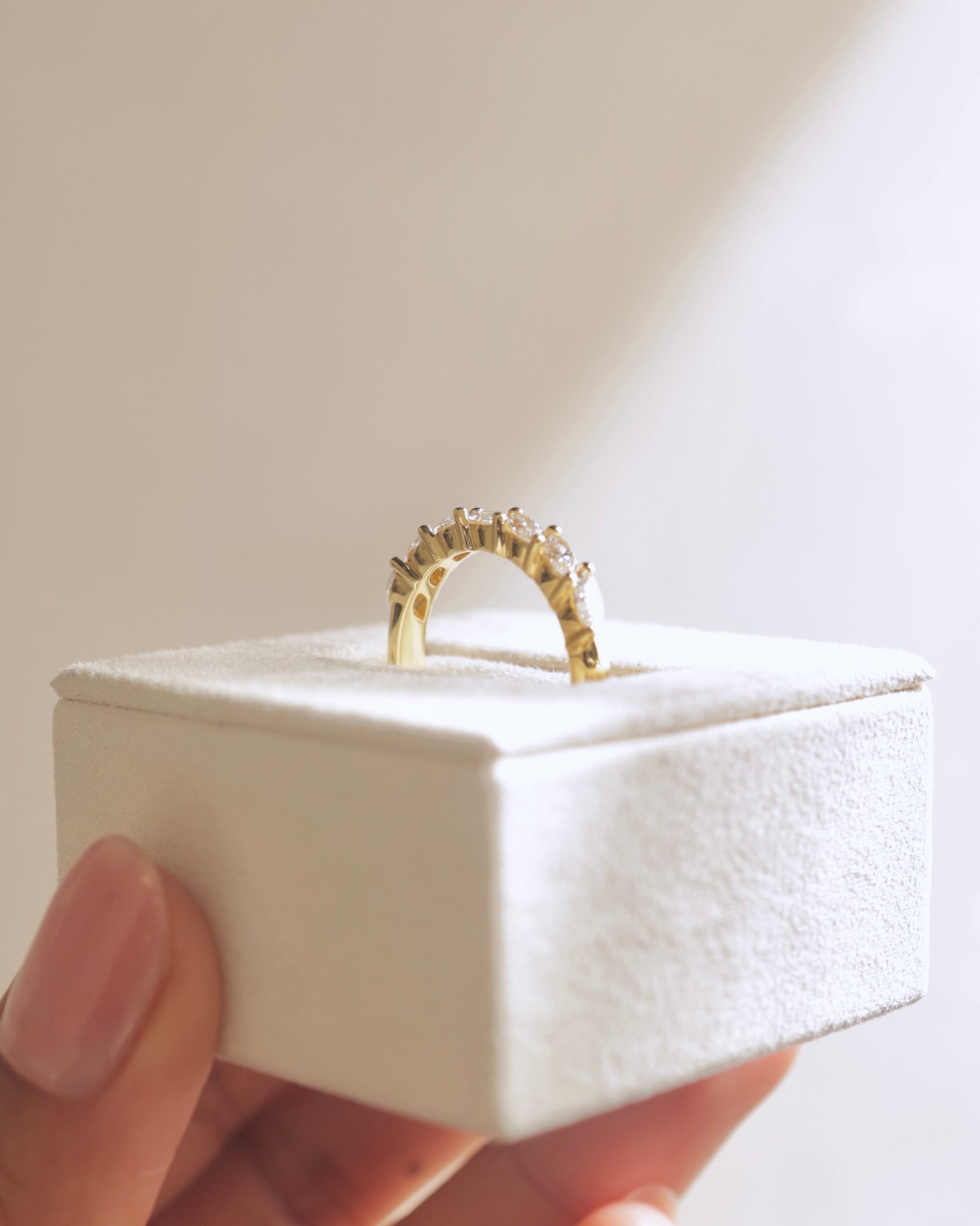 Lydia - 7 Stone Tilted Marquise Wedding Band Lifestyle Image