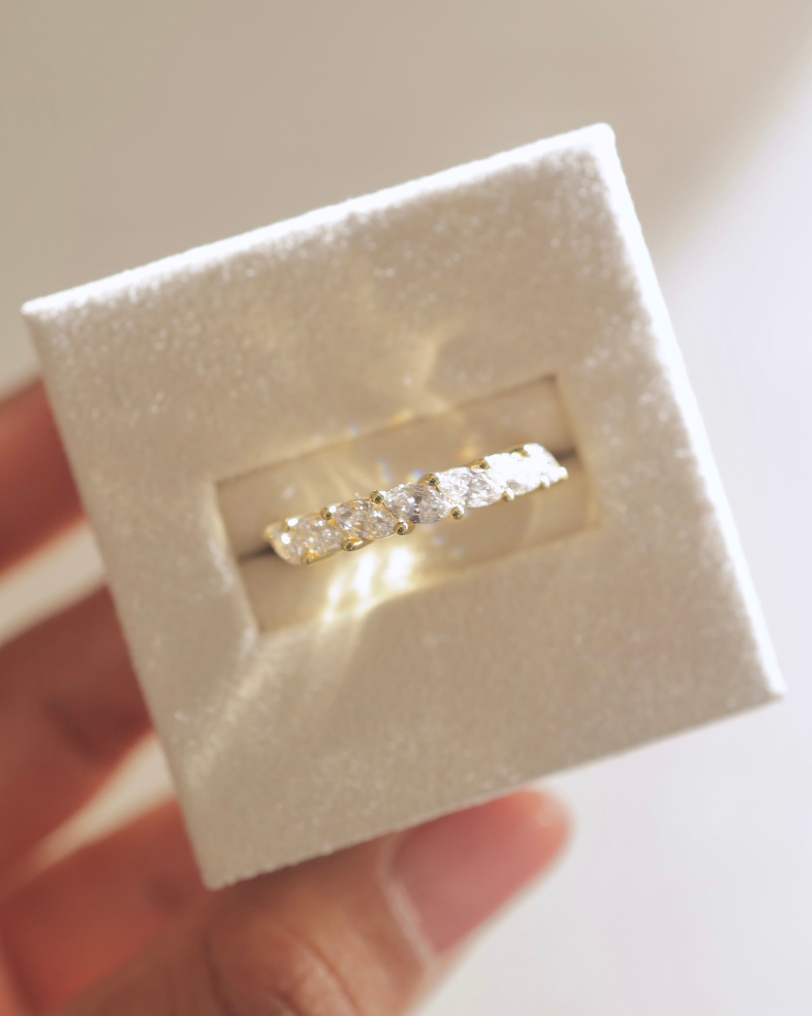 Lydia - 7 Stone Tilted Marquise Wedding Band Lifestyle Image