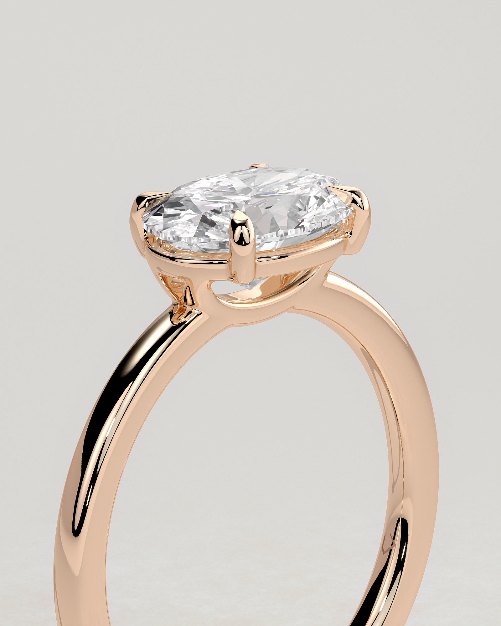Mabeline- 4 Claw East West Solitaire - 18k Rose Gold