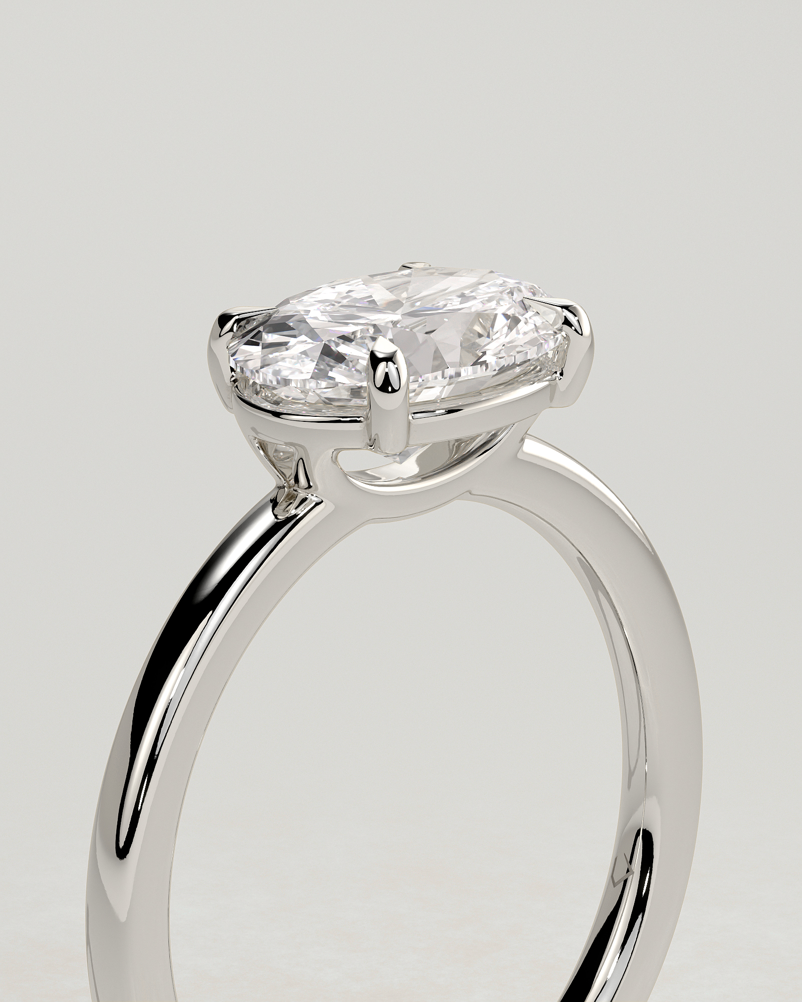 Mabeline- 4 Claw East West Solitaire - 18k White Gold