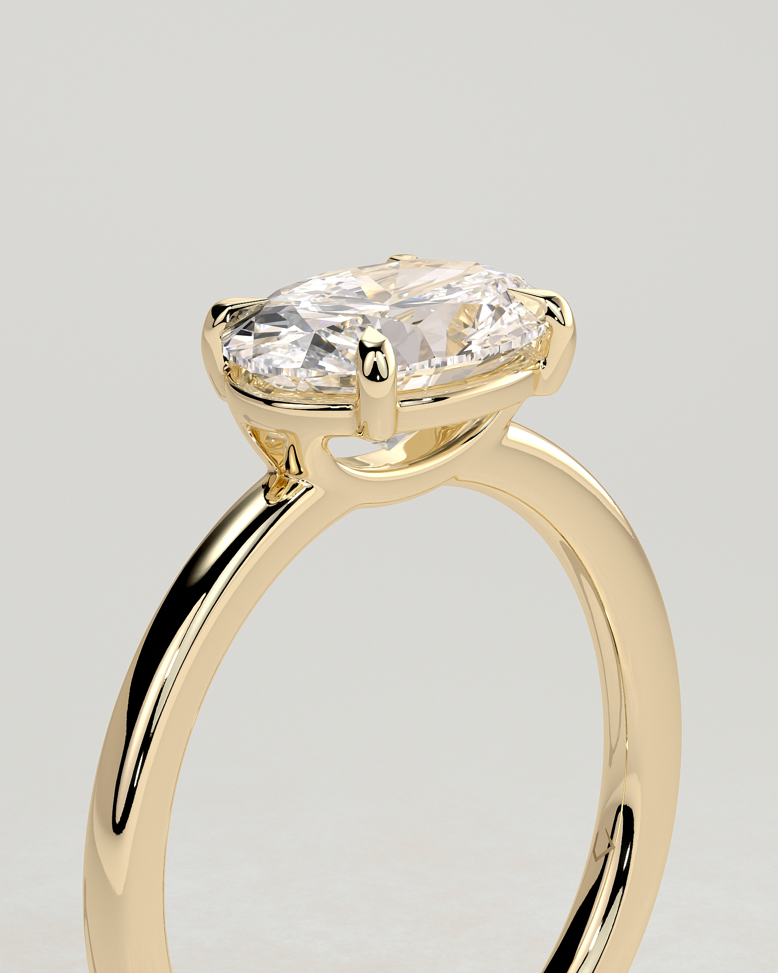 Mabeline- 4 Claw East West Solitaire - 18k Yellow Gold