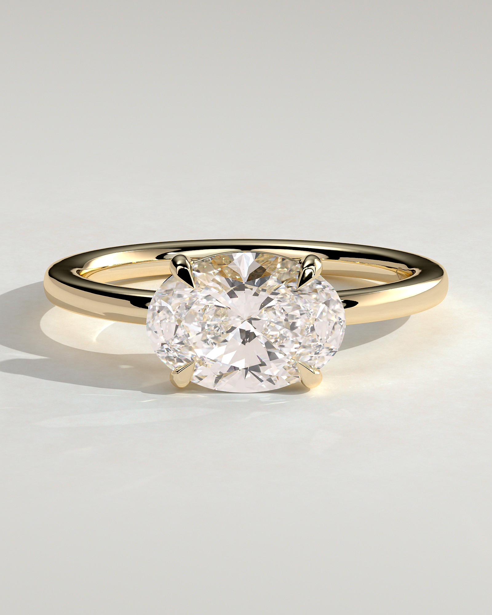 Mabeline- 4 Claw East West Solitaire - 18k Yellow Gold