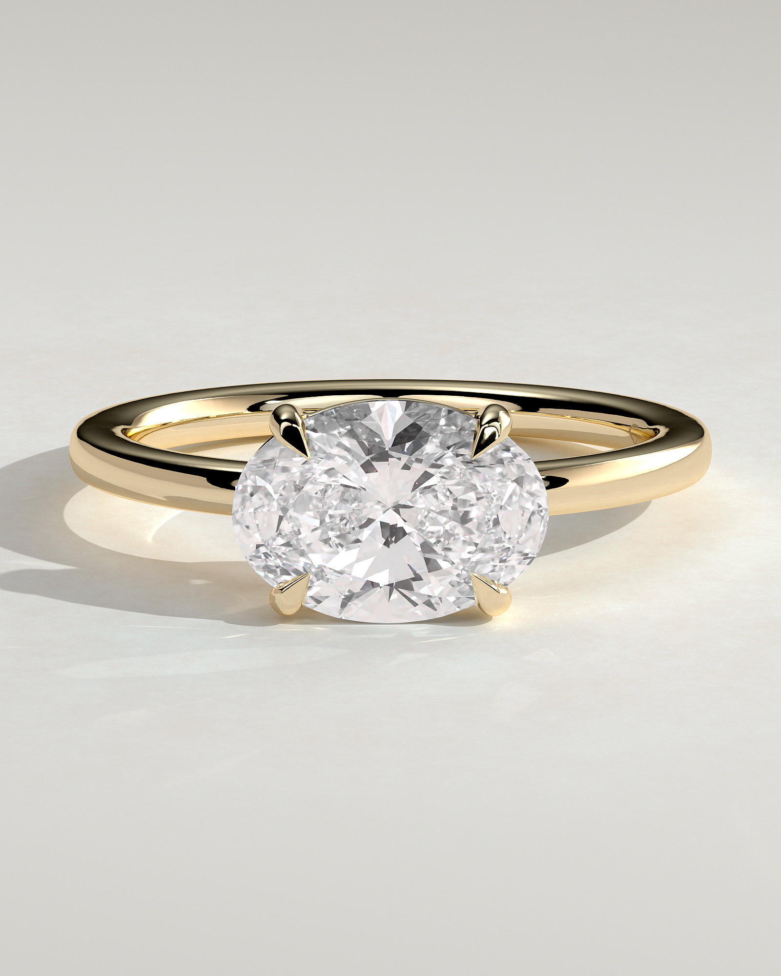 Mabeline- 4 Claw East West Solitaire - 18k Yellow Gold