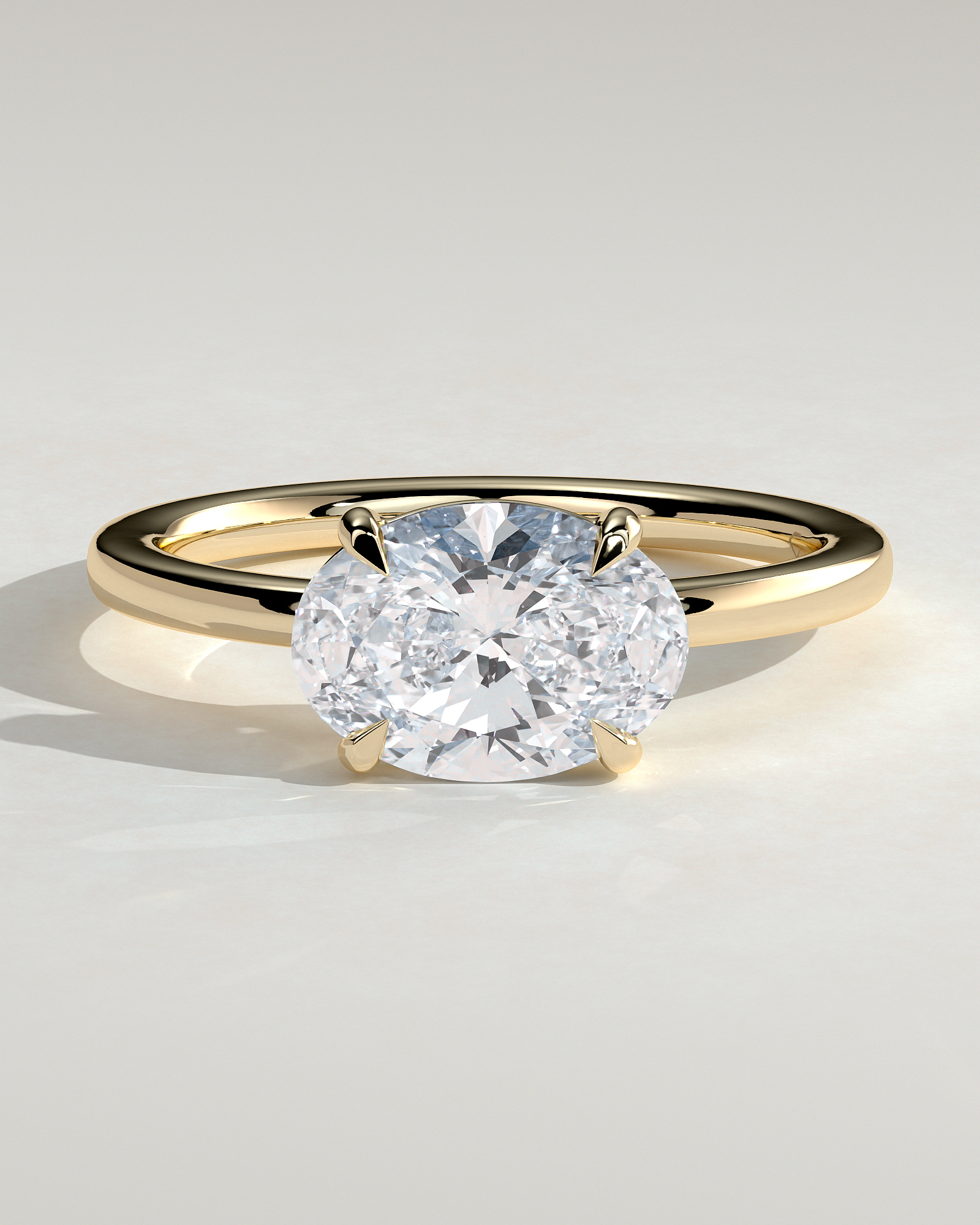 Mabeline- 4 Claw East West Solitaire - 18k Yellow Gold