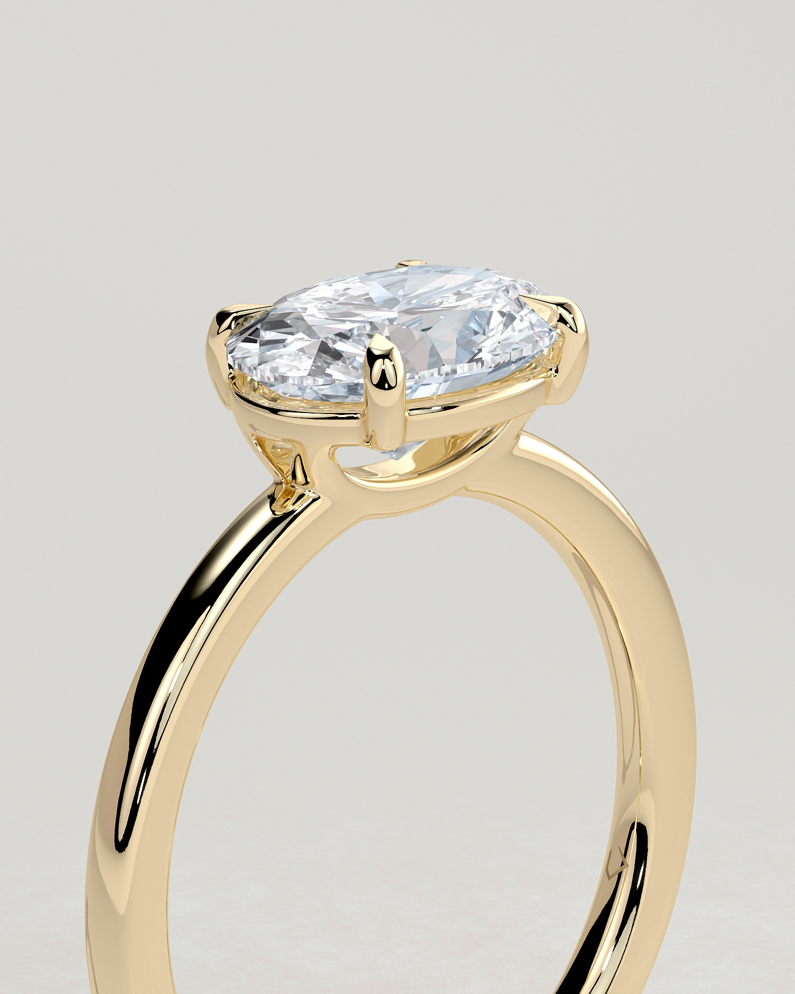 Mabeline- 4 Claw East West Solitaire - 18k Yellow Gold