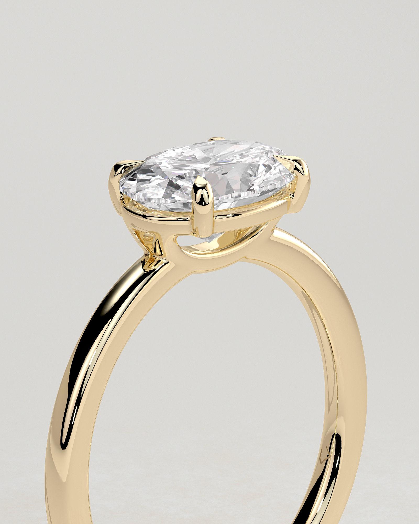 Mabeline- 4 Claw East West Solitaire - 18k Yellow Gold