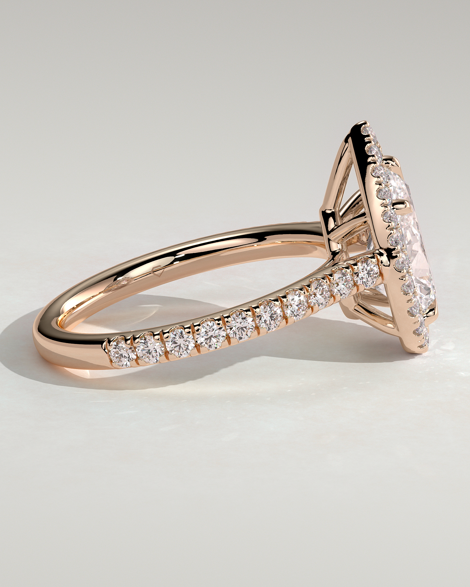 Madeline  Pear Cathedral Halo with Pav - 18k Rose Gold