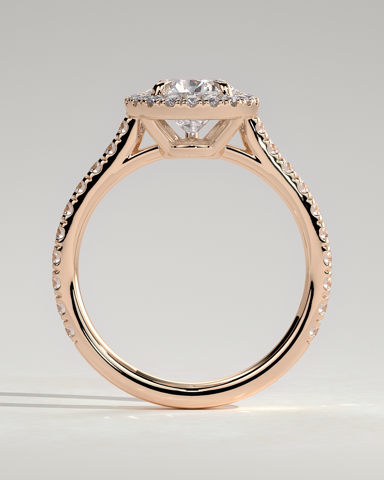 Madeline  Pear Cathedral Halo with Pav - 18k Rose Gold
