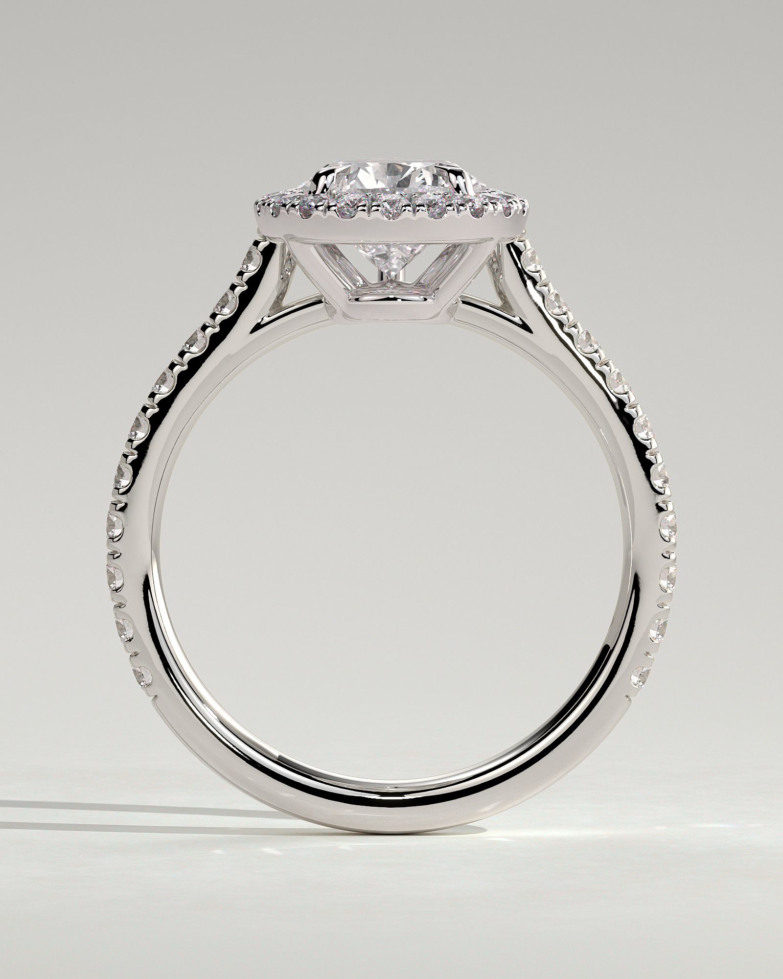 Madeline  Pear Cathedral Halo with Pav - 18k White Gold