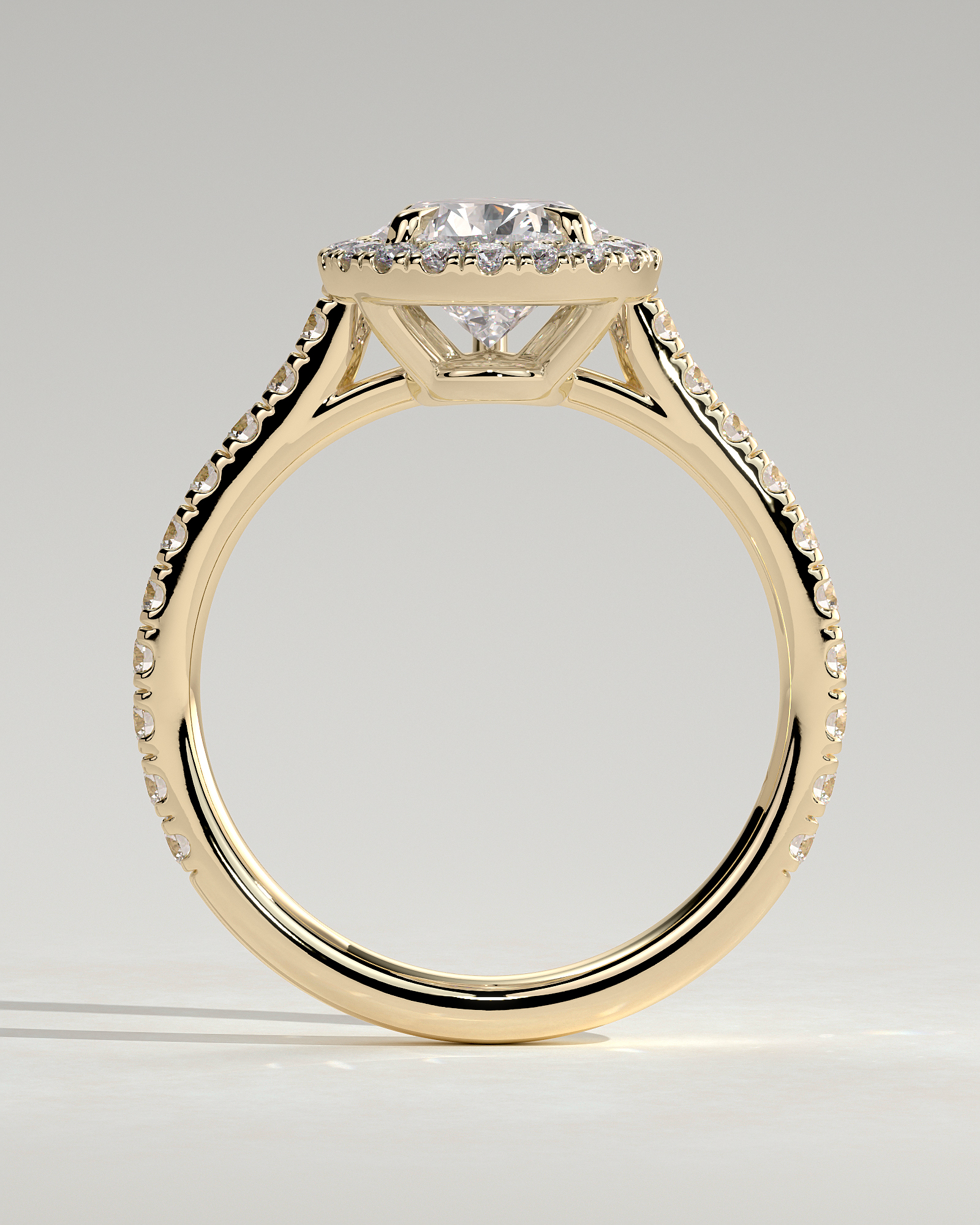 Madeline  Pear Cathedral Halo with Pav - 18k Yellow Gold