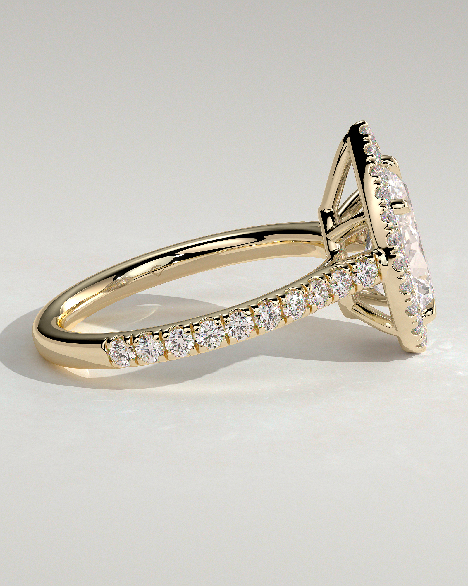 Madeline  Pear Cathedral Halo with Pav - 18k Yellow Gold
