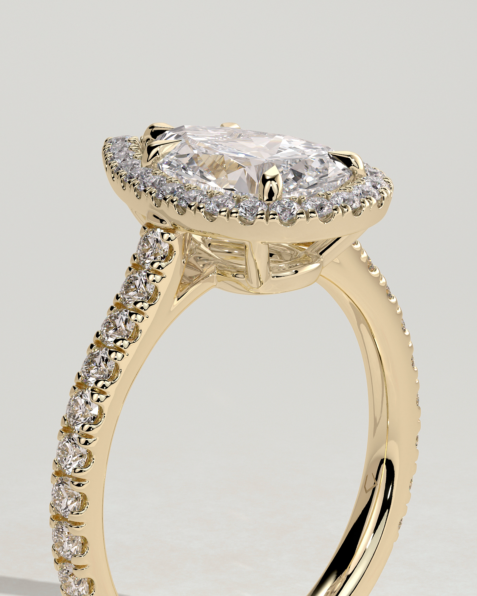 Madeline  Pear Cathedral Halo with Pav - 18k Yellow Gold