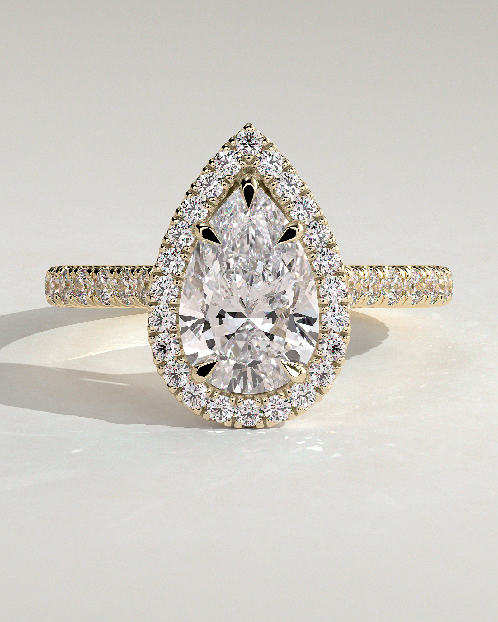 Madeline  Pear Cathedral Halo with Pav - 18k Yellow Gold