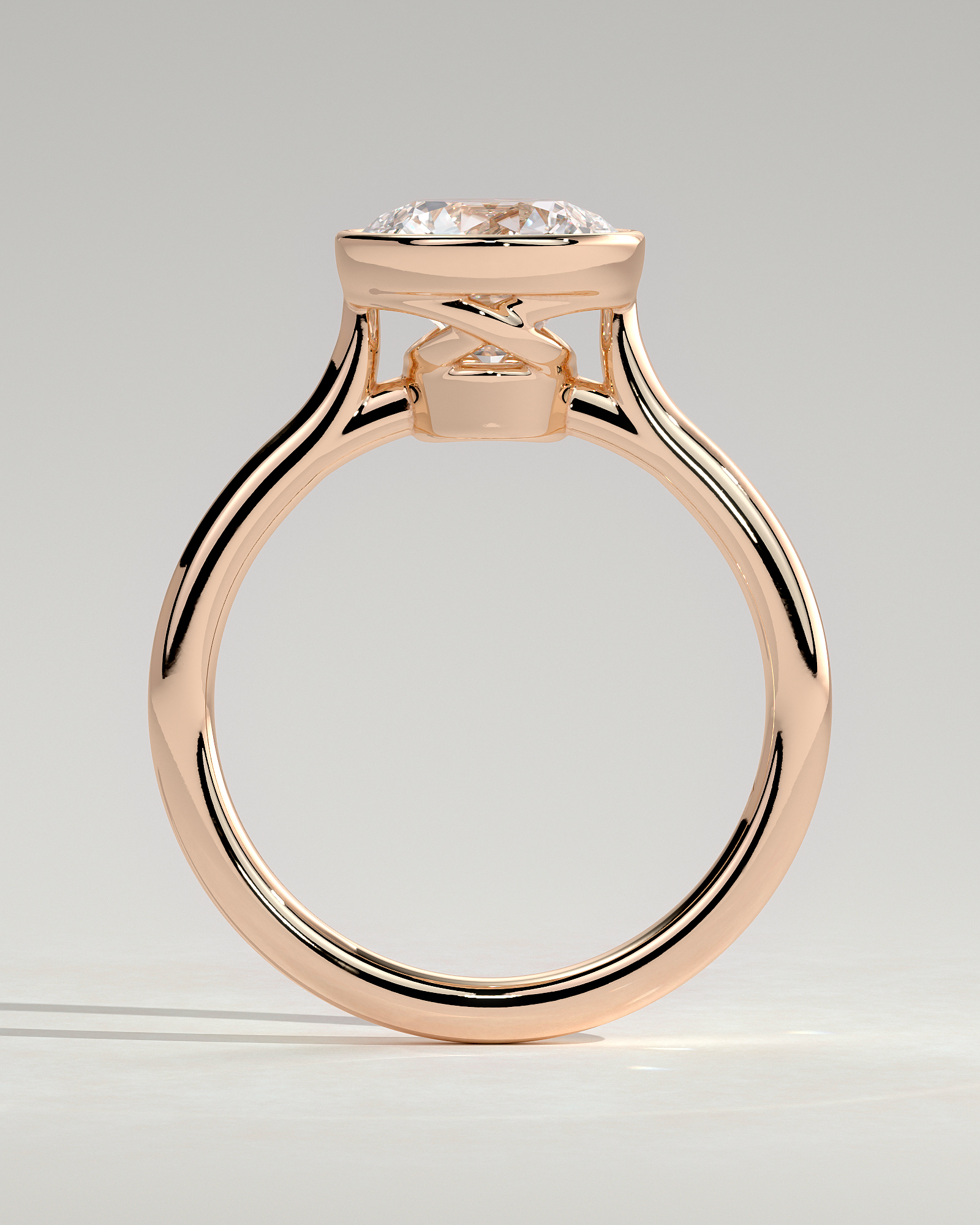 Maeve - Bezel Cathedral set with Twisted Gallery - 18k Rose Gold