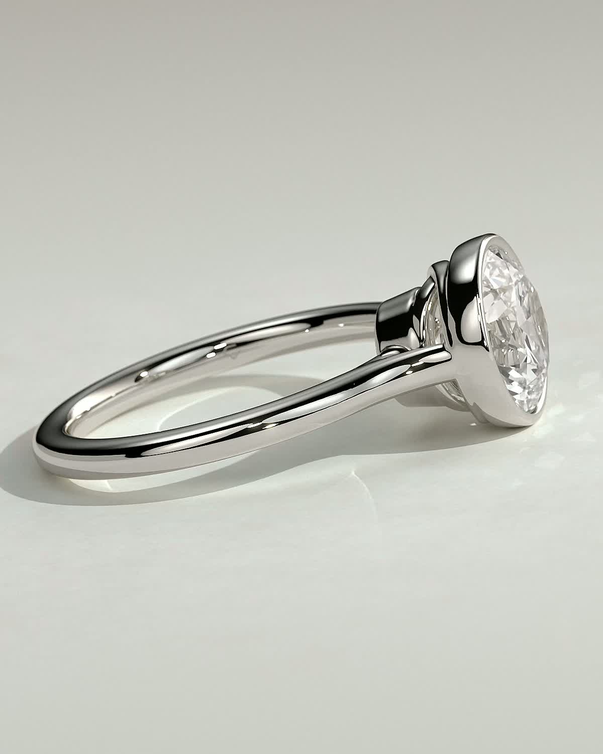 Maeve - Bezel Cathedral set with Twisted Gallery - 18k White Gold