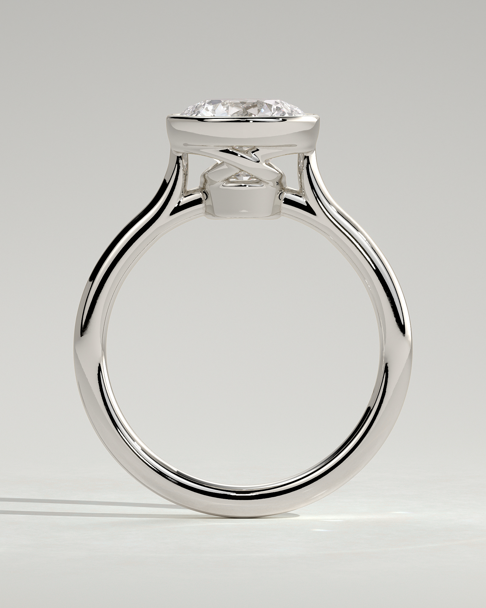 Maeve - Bezel Cathedral set with Twisted Gallery - 18k White Gold