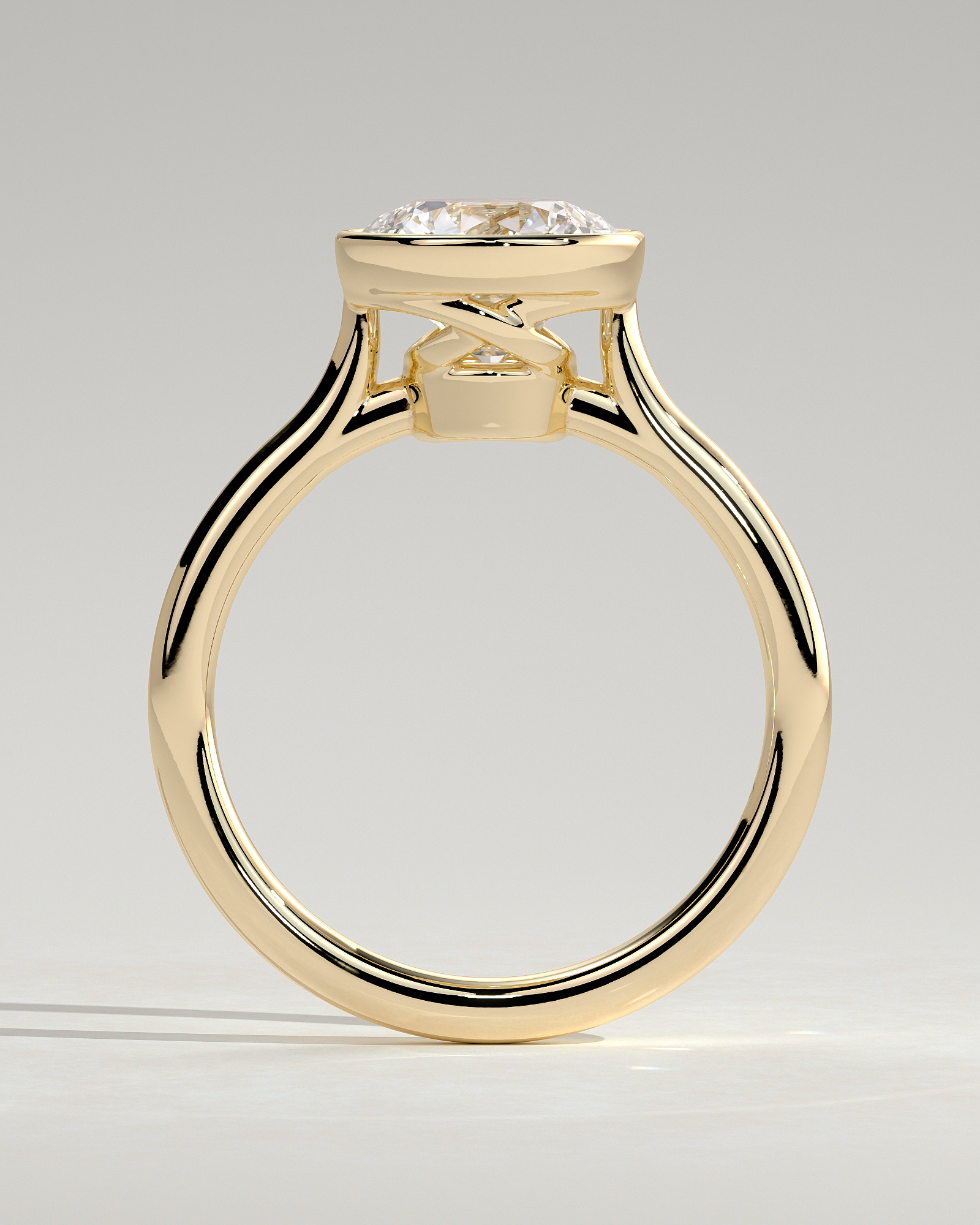 Maeve - Bezel Cathedral set with Twisted Gallery - 18k Yellow Gold