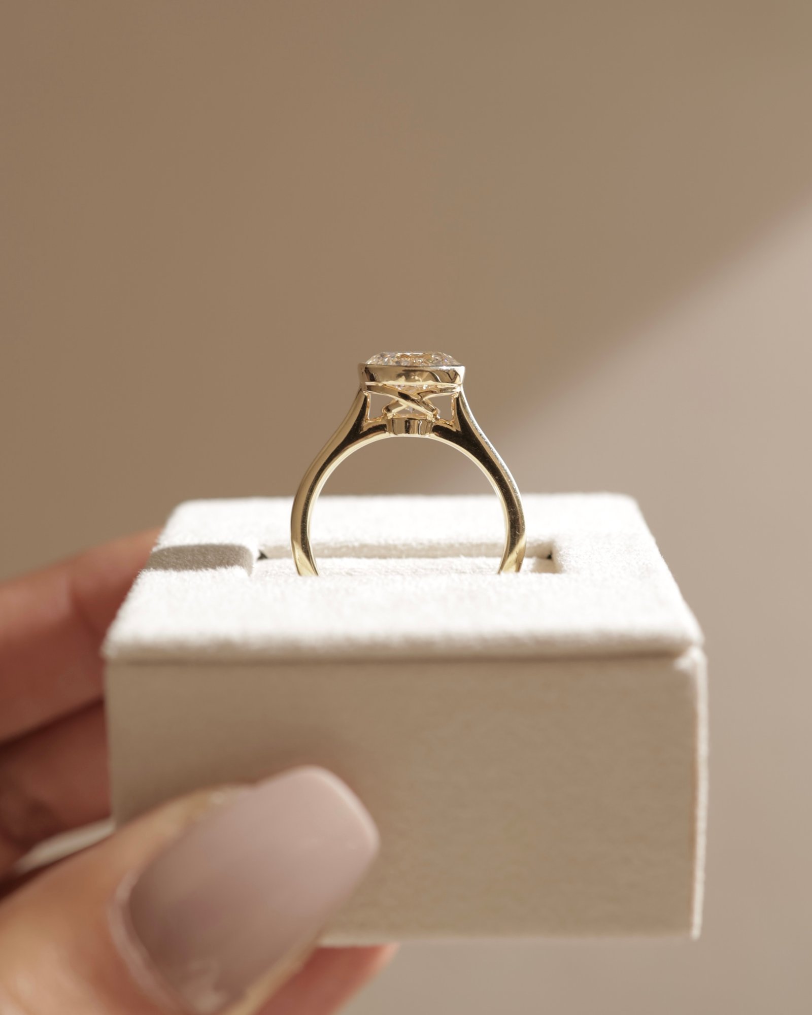 Maeve - Bezel Cathedral set with Twisted Gallery Lifestyle Image