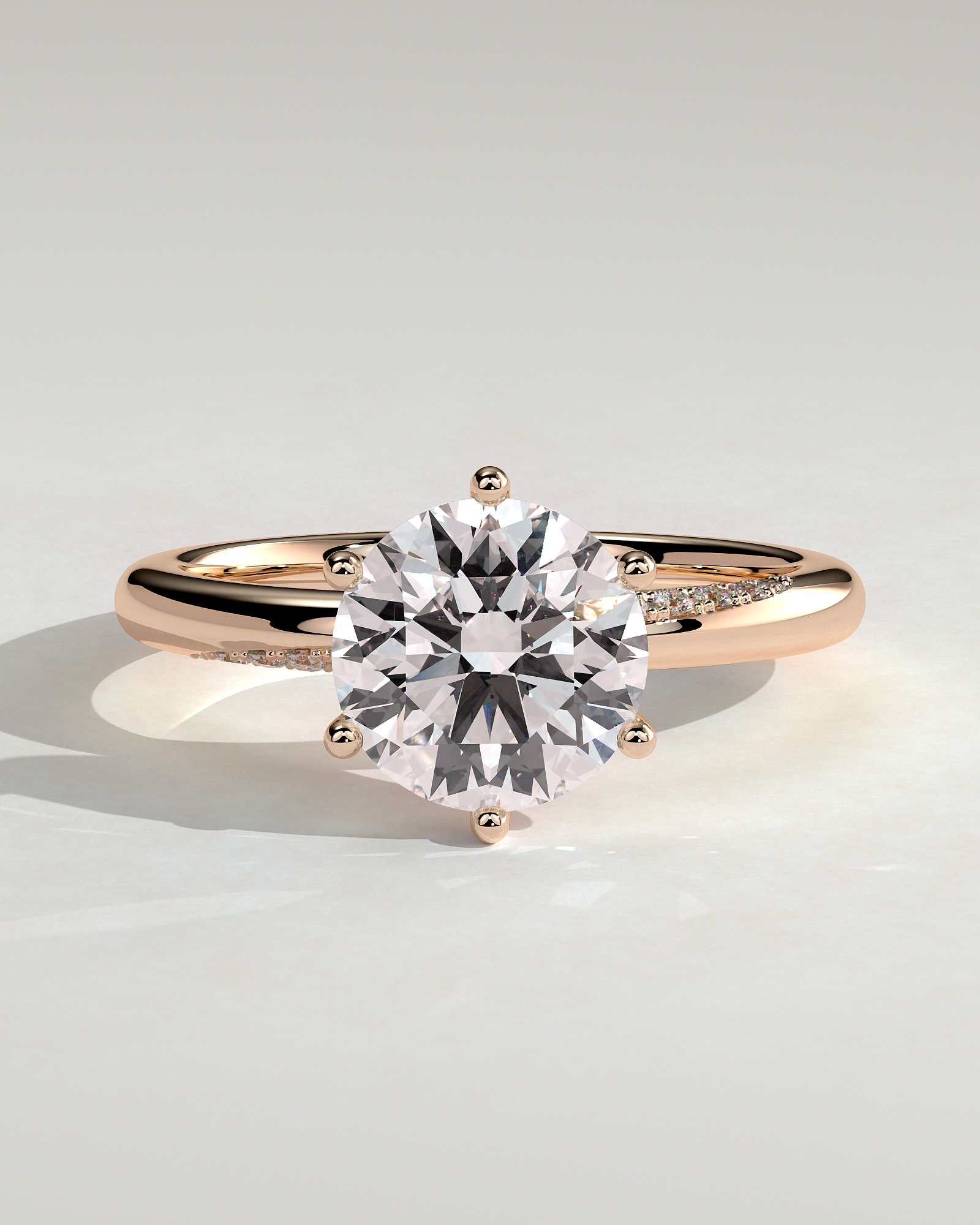 Mahlia - Round Solitaire with Sweeping Micro Pav - 18k Rose Gold