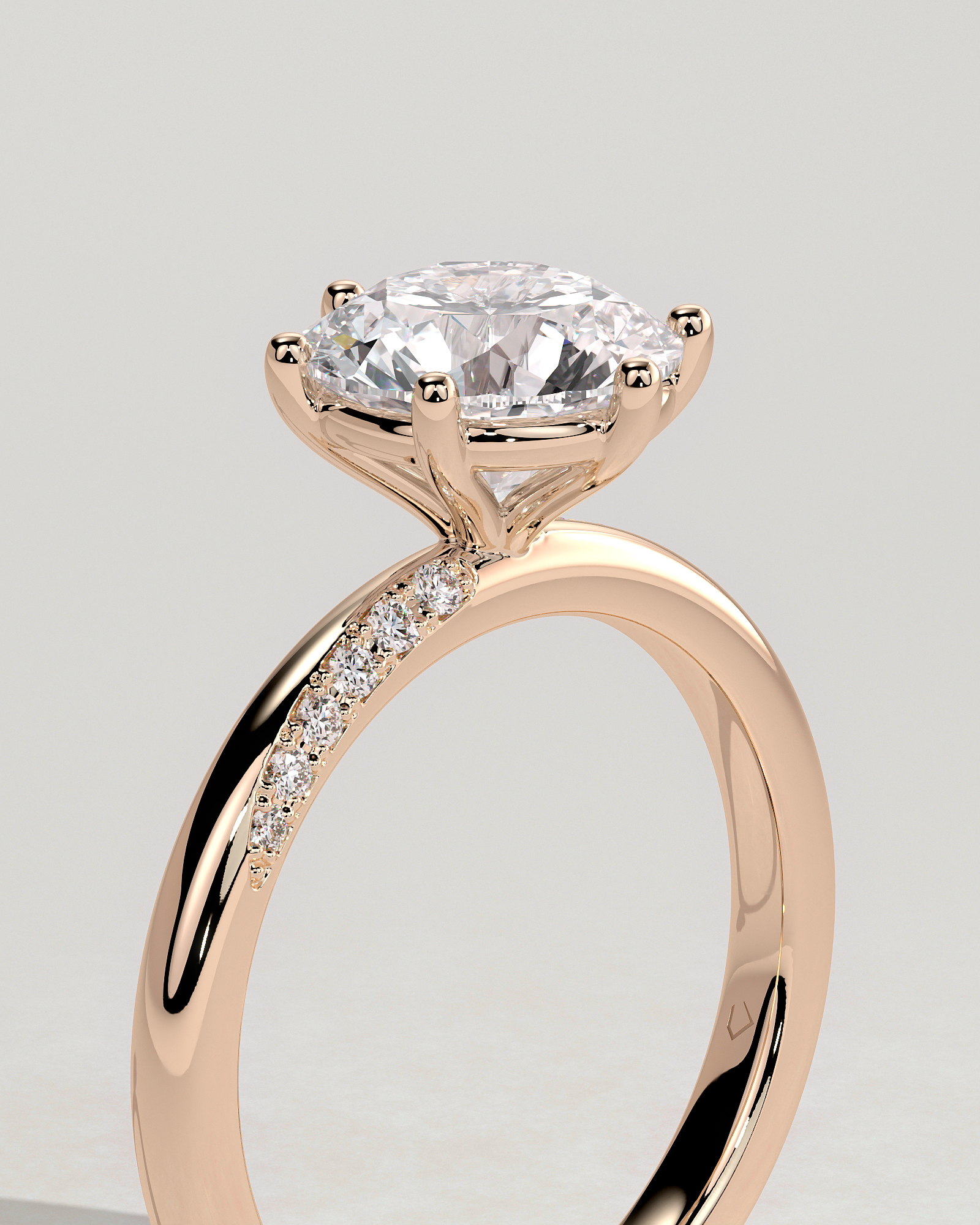 Mahlia - Round Solitaire with Sweeping Micro Pav - 18k Rose Gold