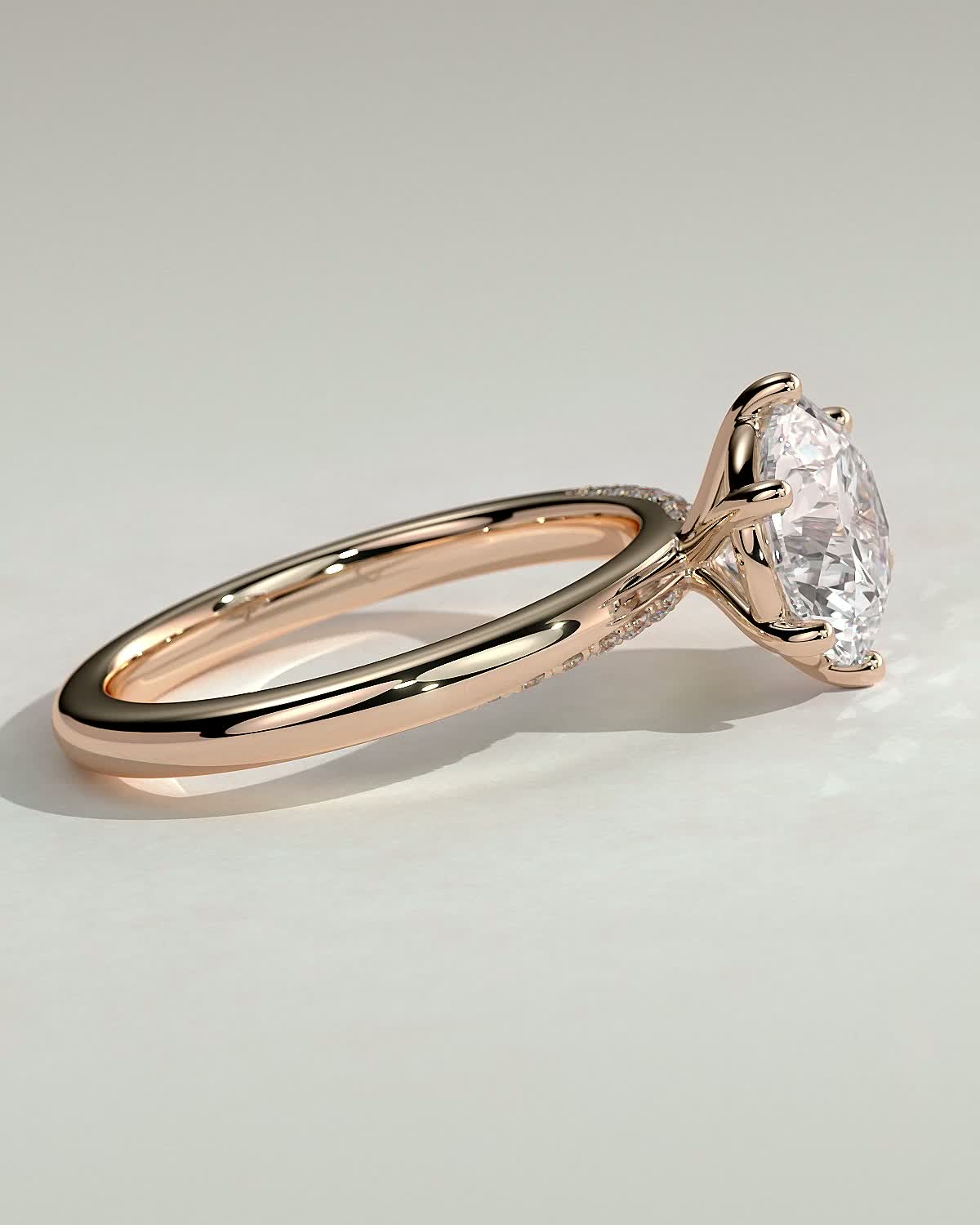 Mahlia - Round Solitaire with Sweeping Micro Pav - 18k Rose Gold