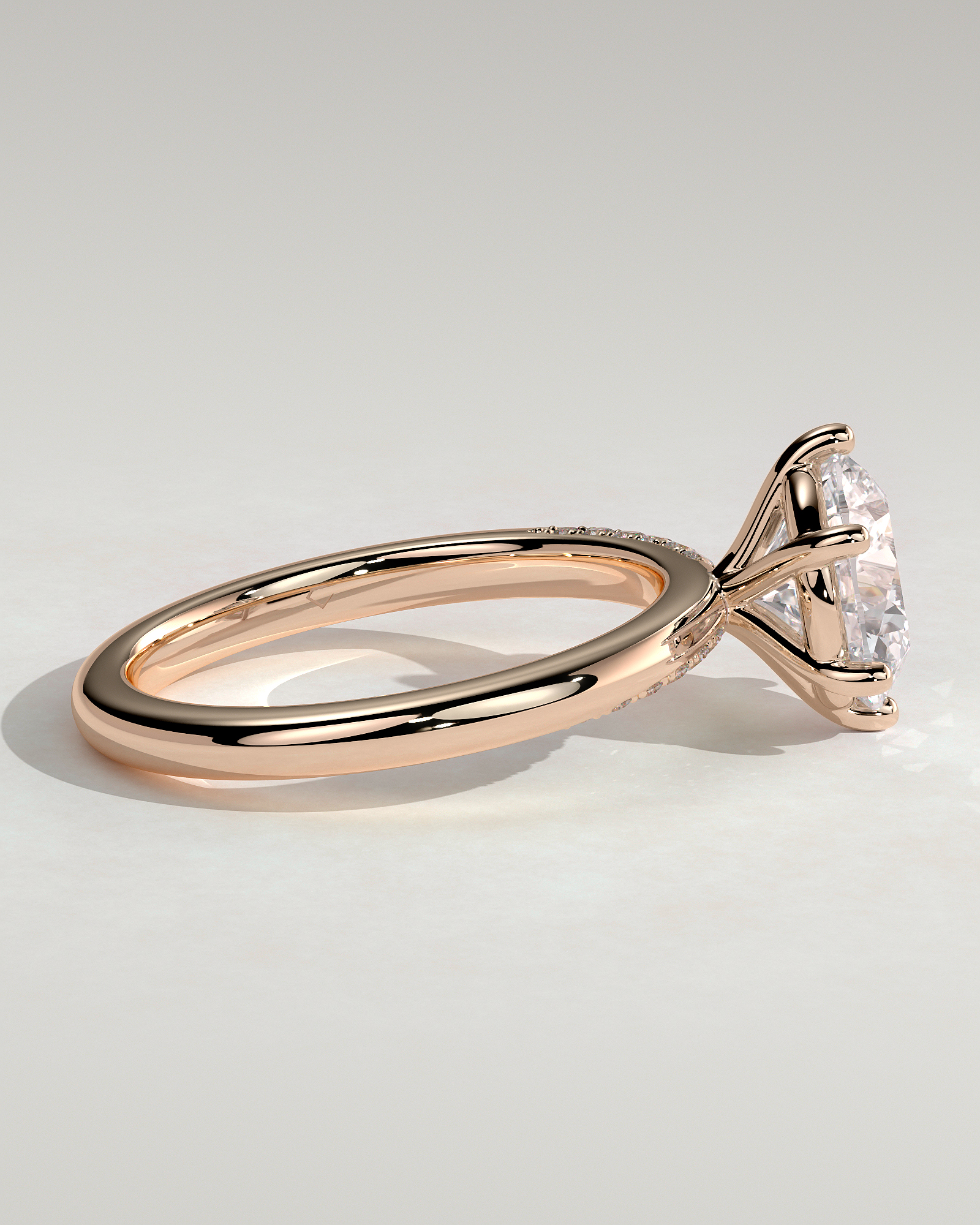Mahlia - Round Solitaire with Sweeping Micro Pav - 18k Rose Gold